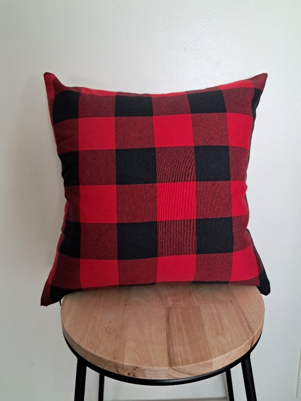 Set of FOUR black/red buffalo check cotton pillow COVERS  like new